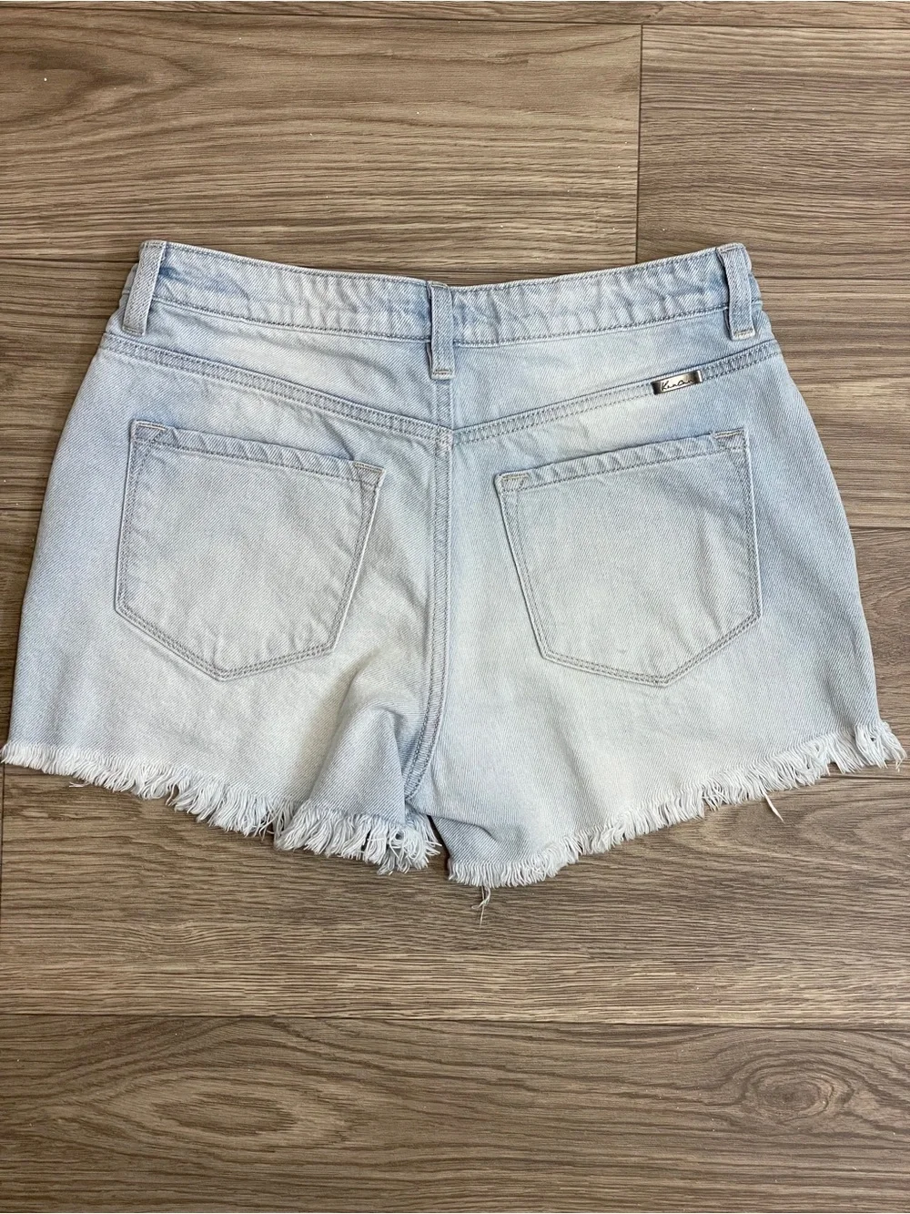 KanCan Light Blue Distressed & Destroyed Cotton Denim Jean Shortie Shorts